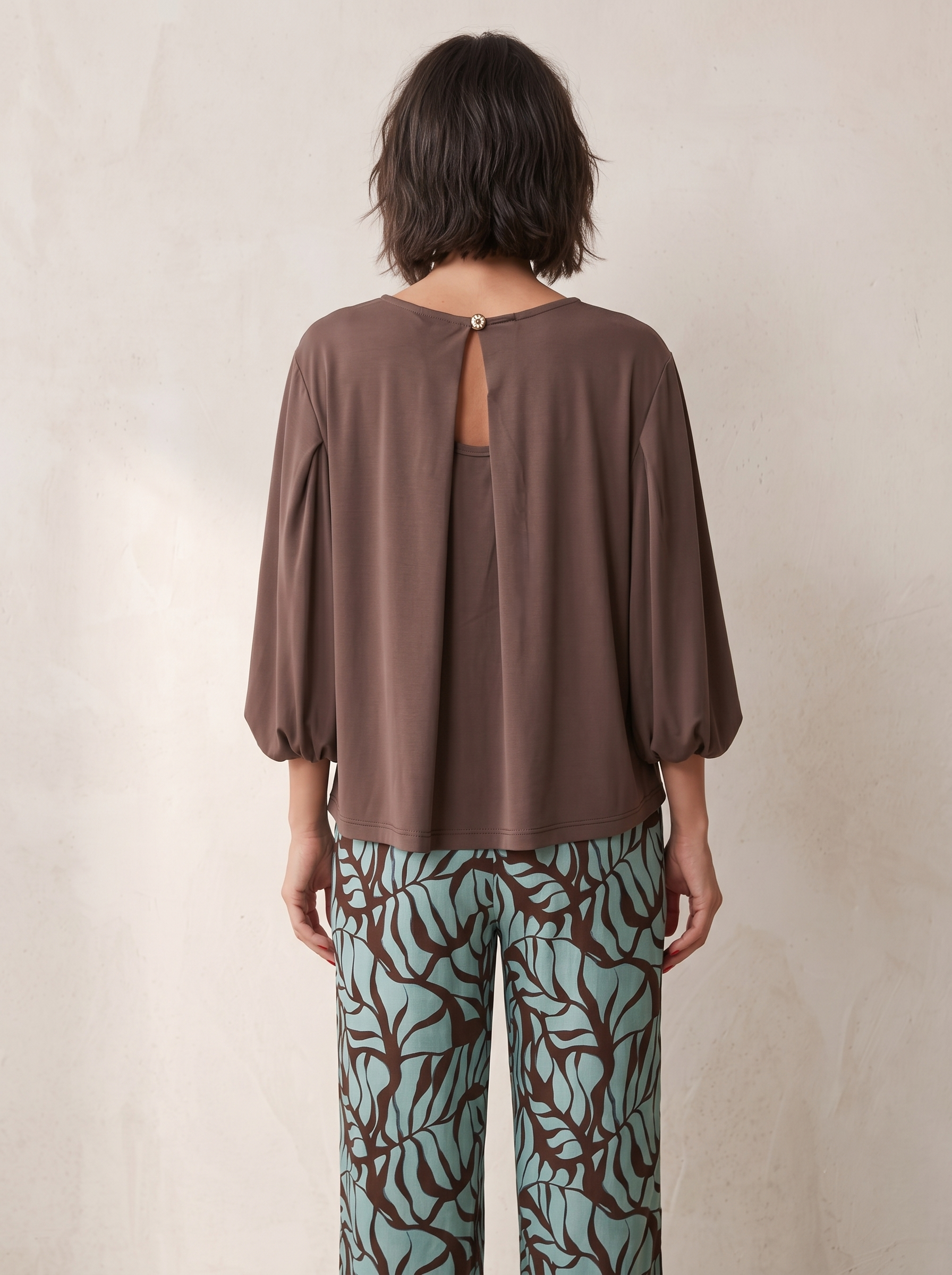 venta ropa mujer al por mayor fabricantes en Italia Daniela Cool blusa chocolate