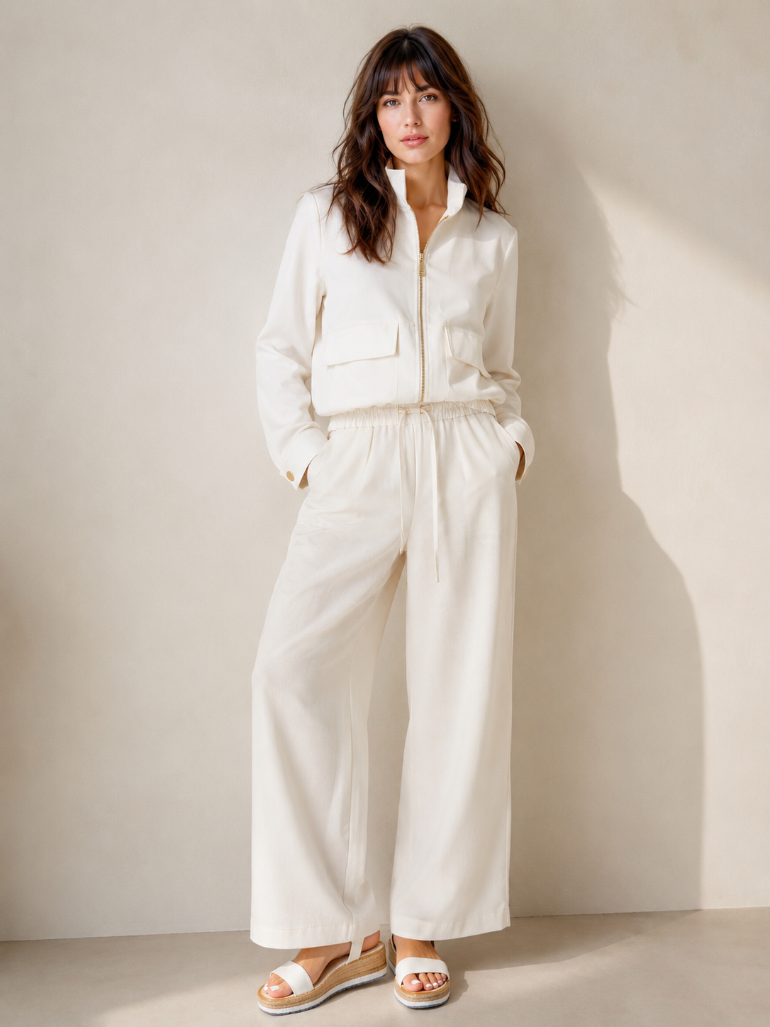 venta ropa mujer al por mayor fabricantes en Italia Daniela Cool Conjunto bomber blanco