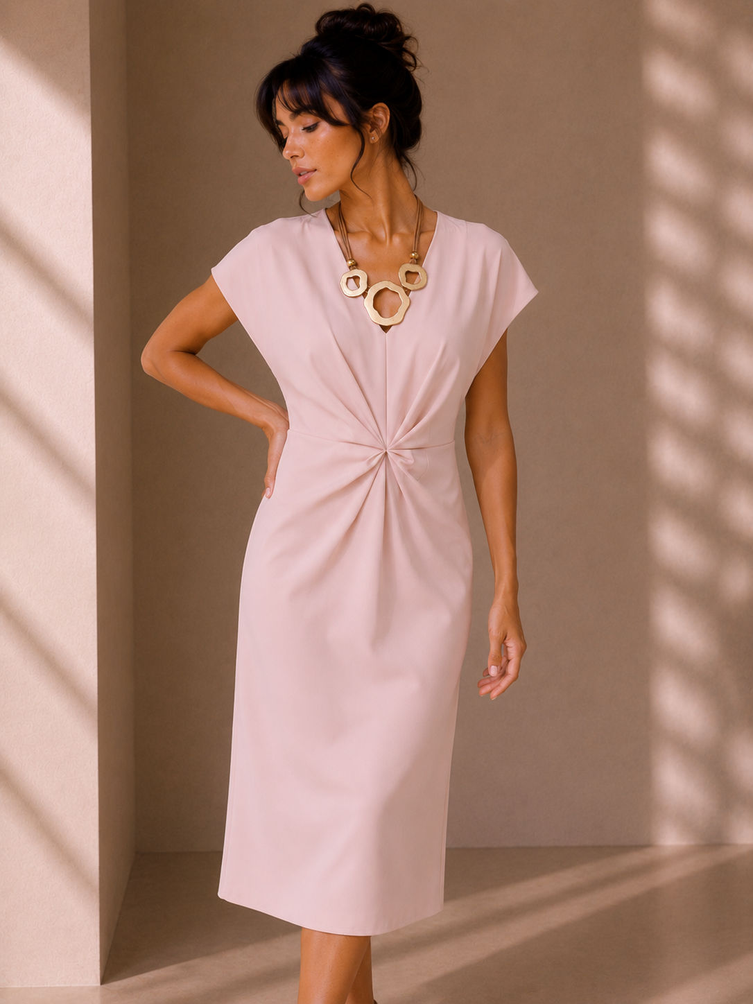 venta al mayor, ropa mujer, fabricantes ropa italiana, vestido midi rosa, daniela cool